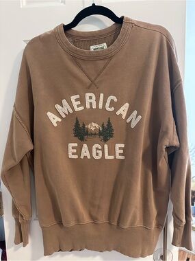 American Eagle Outfitters Women’s Brown Logo Crewneck Sweatshirt